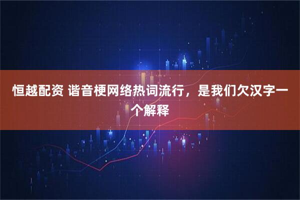 恒越配资 谐音梗网络热词流行，是我们欠汉字一个解释